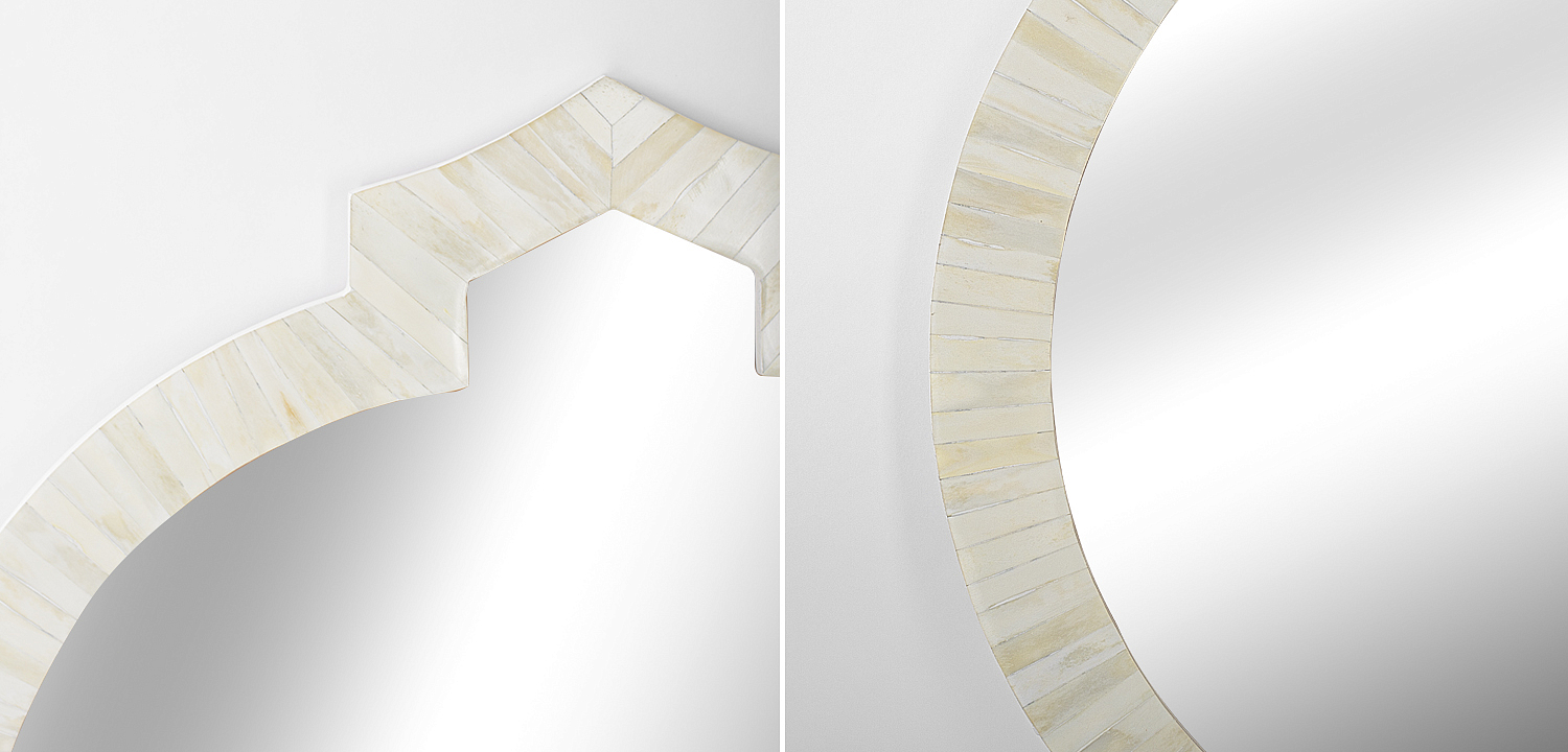 Зеркало Bone Inlay Round Mirror white Зеркало Bone Inlay Round Mirror white - Loft-Concept в Костроме
