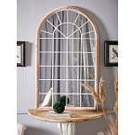 Зеркало-окно настенное в венецианском стиле с деревянной рамой бежевого цвета Venetian Smooth варинант исполнения - 5 | Loft Concept в Костроме