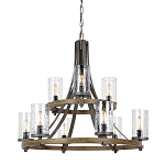 Люстра с цилиндрическим плафонами из толстого волнистого стекла в индустриальном стиле Feiss варинант исполнения - 1 | Loft Concept в Костроме