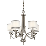 Люстра с белыми тканевыми абажурами в прозрачных стеклянных цилиндрах Kichler варинант исполнения - 6 | Loft Concept в Костроме