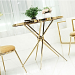 Обеденный стол с чёрной круглой столешницей на золотых ножках Rive Gauche Table варинант исполнения - 1 | Loft Concept в Костроме