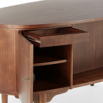 Дизайнерский письменный стол округлой формы с 4-мя ящиками и дверкой с полочками Rili варинант исполнения - 3 | Loft Concept в Костроме