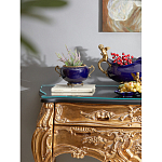 Чаша темно-синяя фарфоровая с бронзовыми ручками и ажурным ободком Eden Garden варинант исполнения - 4 | Loft Concept в Костроме