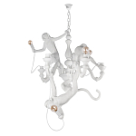 Люстра с тремя фигурами обезьян с лампочками в руках белого цвета Hanging Monkey варинант исполнения - 1 | Loft Concept в Костроме