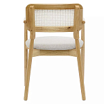Стул обеденный с мягким сиденьем и спинкой из плетеного ротанга Wood and Textile Chair варинант исполнения - 4 | Loft Concept в Костроме
