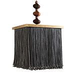 Люстра квадратная с бахромой и подвесом из деревянных бусин Psyche варинант исполнения - 2 | Loft Concept в Костроме