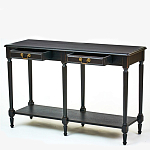 Консоль черная из массива березы с полкой и двумя ящиками Vintage варинант исполнения - 2 | Loft Concept в Костроме