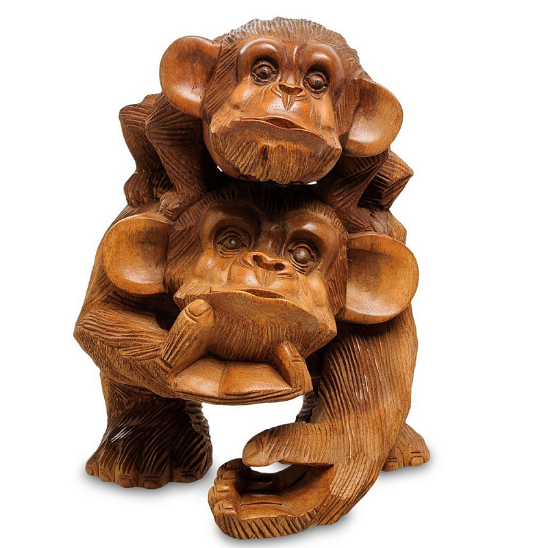 Статуэтка из дерева суар в виде обезьяны с детёнышем Mama Monkey Коричневый Статуэтка из дерева суар в виде обезьяны с детёнышем Mama Monkey Коричневый в Костроме | Loft Concept