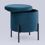 Синий пуф на черных ножках SANJAY варинант исполнения - 2 | Loft Concept в Костроме