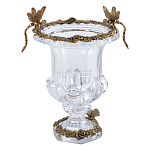 Ваза из прозрачного стекла на бронзовой подставке с ободком и ручками в виде стрекоз Eden Garden варинант исполнения - 1 | Loft Concept в Костроме