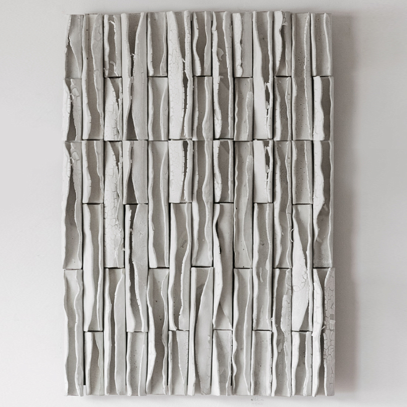 Объемное Панно на стену White Micro Waves Белый бетон в Костроме | Loft Concept 