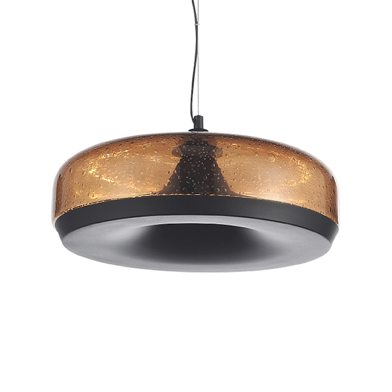 Подвесной светильник с стеклянным плафоном LED 42W 3000K Glass Textured Lampshade Черный Коричневый в Костроме | Loft Concept 
