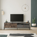 ТВ-тумба с раздвижными дверцами Mallin Metal TV Stand варинант исполнения - 4 | Loft Concept в Костроме