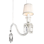 Подвесной светильник с белым текстильным абажуром и изогнутым хрустальным основанием с подвесками Lustre Reverie варинант исполнения - 4 | Loft Concept в Костроме