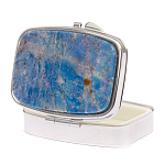 Таблетница карманная прямоугольная на 2 отделения с зеркалом и накладкой из натурального камня Лазурит Silver Stone Pillboxes варинант исполнения - 2 | Loft Concept в Костроме