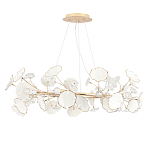 Люстра круглая с белыми лепестками из керамики и прозрачными хрустальными цветками Диаметр 82 см Wintery flovers варинант исполнения - 2 | Loft Concept в Костроме