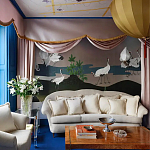 Обои ручная роспись Tsuro Cranes Original colourway on Tarnished Silver gilded paper варинант исполнения - 1 | Loft Concept в Костроме