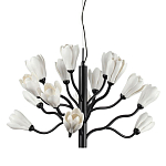 Люстра подвесная черного цвета с ветвями и белыми фарфоровыми цветами Floralis варинант исполнения - 1 | Loft Concept в Костроме