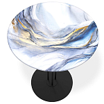 Стол журнальный с круглой бело-голубой столешницей из стекла White and Blue Marble варинант исполнения - 2 | Loft Concept в Костроме