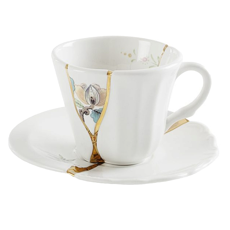 Кофейная пара Seletti Kintsugi 2 Белый Золотой Мульти Кофейная пара Seletti Kintsugi 2 Белый Золотой Мульти в Костроме | Loft Concept