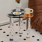 Дизайнерский журнальный стол с фигурной столешницей на 3-х прозрачных ножках Rahakif варинант исполнения - 3 | Loft Concept в Костроме