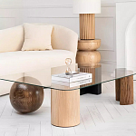 Дизайнерский журнальный стол с прозрачной столешницей и ножками в форме геометрических фигур Pytusin варинант исполнения - 2 | Loft Concept в Костроме