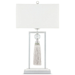 Настольная лампа с прямоугольным тканевым абажуром на белом мраморном основании Silver Threads варинант исполнения - 3 | Loft Concept в Костроме