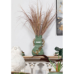 Ваза зеленого цвета из фарфора с бронзовыми ручками в виде драконов и рельефным цветочным декором Eden Garden porcelain and bronze варинант исполнения - 7 | Loft Concept в Костроме