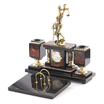 Настольный письменный набор из яшмы с часами в подарочной упаковке Manager Organizer варинант исполнения - 2 | Loft Concept в Костроме