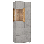 Шкаф-витрина двухдверная с фасадом цвета серый бетон Grace of Furniture варинант исполнения - 2 | Loft Concept в Костроме