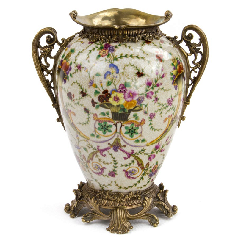 Фарфоровая ваза Pot-Bellied Porcelain Vase Бежевый Бронза Фарфоровая ваза Pot-Bellied Porcelain Vase Бежевый Бронза в Костроме | Loft Concept