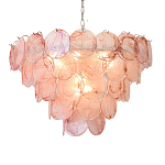 Люстра с каскадом из круглых розовых стеклянных дисков Pink Light Waterfall варинант исполнения - 5 | Loft Concept в Костроме