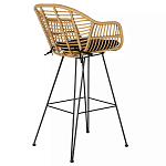 Стул барный с ротанговым плетением Half Bar Chair with Wicker с подлокотниками варинант исполнения - 4 | Loft Concept в Костроме