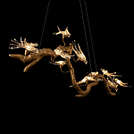 Люстра подвесная линейная с прозрачными стеклянными птичками на ветвях Serip Voa варинант исполнения - 9 | Loft Concept в Костроме