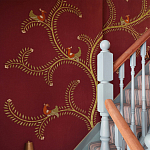 Обои с вышивкой ручной работы Fyodor Original colourway on Merlot linen варинант исполнения - 2 | Loft Concept в Костроме