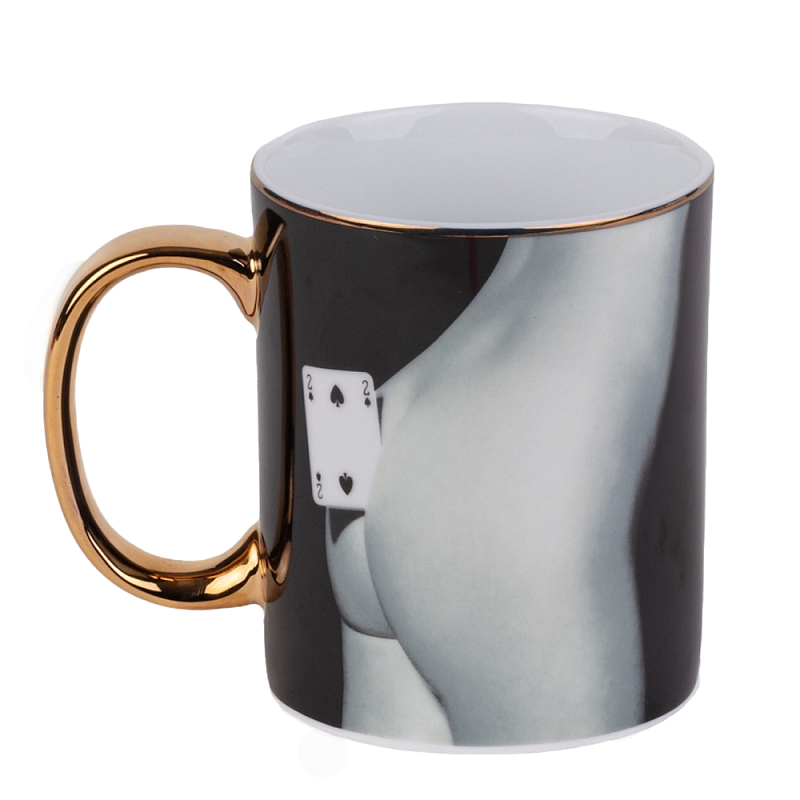 Кружка Seletti Two of Spades Черный Золотой Серый Кружка Seletti Two of Spades Черный Золотой Серый в Костроме | Loft Concept