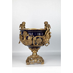 Чаша темно-синего цвета с фигурками ангелов и рельефным декором Eden Garden porcelain and bronze варинант исполнения - 1 | Loft Concept в Костроме