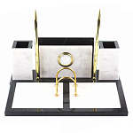 Настольный письменный набор из белого мрамора с часами Marble Accessory варинант исполнения - 1 | Loft Concept в Костроме