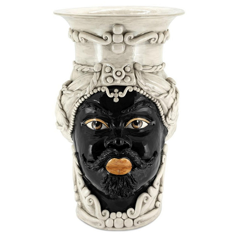 Ваза Vase Moro Man Giant White Черный Бежевый Ваза Vase Moro Man Giant White Черный Бежевый в Костроме | Loft Concept