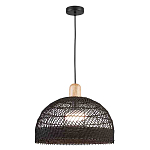 Подвесной светильник с округлым абажуром из черного ротанга Wicker Furniture варинант исполнения - 1 | Loft Concept в Костроме