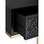 Приставной столик с резным узором на выдвижном ящике Black Table Carved Pattern варинант исполнения - 3 | Loft Concept в Костроме