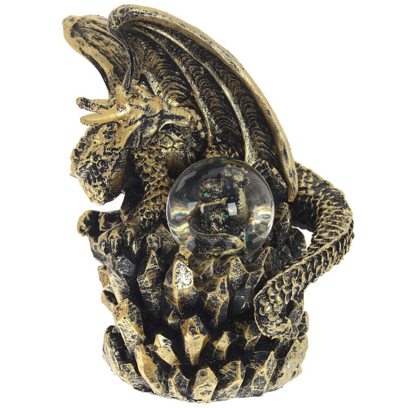 Декоративная статуэтка Дракон со стеклянным шаром Dragon and Glass Ball Gold Black Золотой Черный Прозрачное Стекло Декоративная статуэтка Дракон со стеклянным шаром Dragon and Glass Ball Gold Black Золотой Черный Прозрачное Стекло в Костроме | Loft Concept