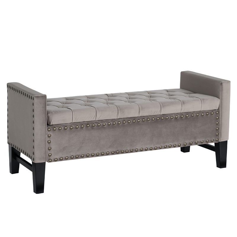 Банкетка с ящиком Helen Bench Seat Серый Черный Банкетка с ящиком Helen Bench Seat Серый Черный в Костроме | Loft Concept