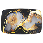 Обеденный стол с прямоугольной черно-золотой столешницей из стекла на 4-х металлических ножках Gold and Black Marble варинант исполнения - 2 | Loft Concept в Костроме