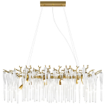 Люстра подвесная прямоугольная с бронзовыми акцентами и прозрачными стеклянными каплями Droplet Chandelier варинант исполнения - 1 | Loft Concept в Костроме