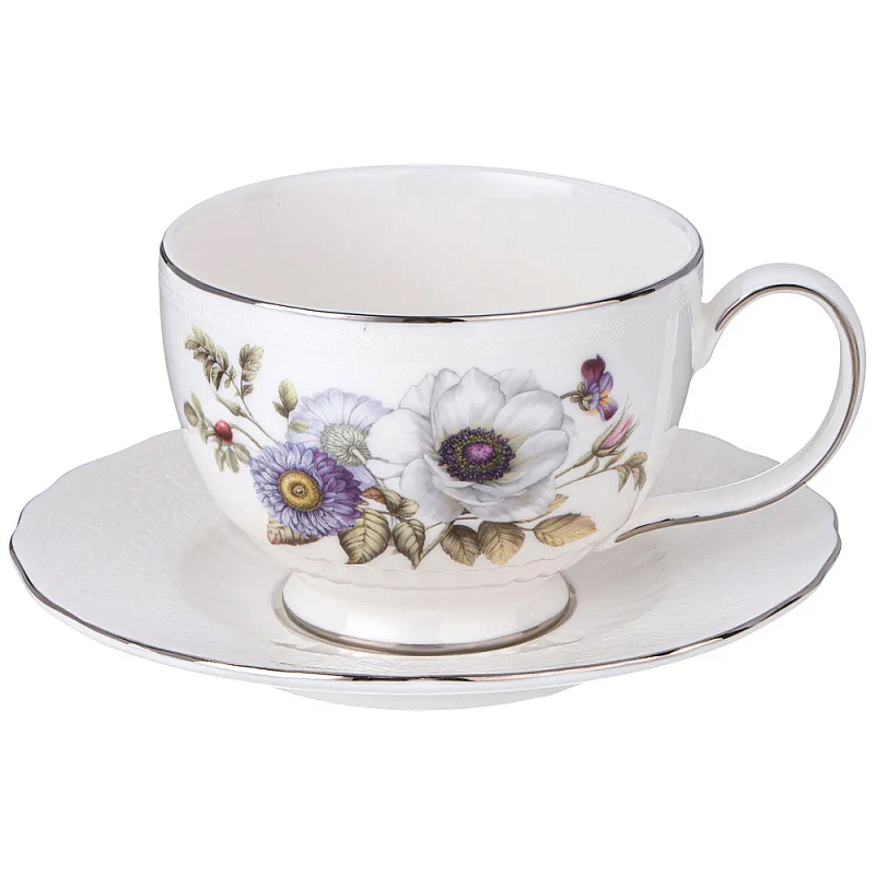 Чайная пара из фарфора с рисунком цветов Garden Whisper Porcelain Set Белый Мульти Чайная пара из фарфора с рисунком цветов Garden Whisper Porcelain Set Белый Мульти в Костроме | Loft Concept