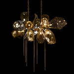 Люстра подвесная с 18-ю стеклянными плафонами с вертикальными подвесками Gilded Mirage  варинант исполнения - 4 | Loft Concept в Костроме
