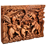 Панно из дерева пять слонов Panel With Animals варинант исполнения - 2 | Loft Concept в Костроме