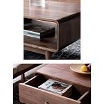 Кофейный стол из дерева с ящиком и нишей для хранения Coffee Walnut Table варинант исполнения - 4 | Loft Concept в Костроме