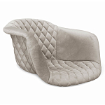 Барный стул со спинкой и мягкой обивкой с ромбами на 4-х деревянных ножках Бежевый Велюр Ava Charm варинант исполнения - 2 | Loft Concept в Костроме